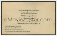 5g0022 RUDOLPH VALENTINO 4x6 funeral invitation 1926 for the High Funeral Mass + envelope + postcard