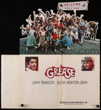 5g0246 GREASE die-cut promo brochure 1978 John Travolta & Olivia Newton-John, classic musical!