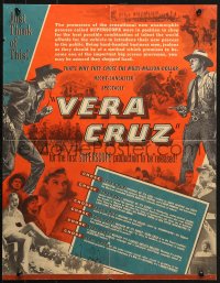 5g0277 VERA CRUZ promo brochure 1955 cowboys Gary Cooper & Burt Lancaster, unfolds to 17x22 poster!