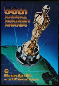 5h0781 56TH ANNUAL ACADEMY AWARDS 1sh 1984 great image of the Oscar statuette over the earth!