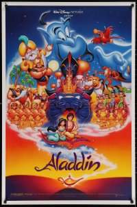 5h0787 ALADDIN DS 1sh 1992 Walt Disney Arabian fantasy cartoon, Calvin Patton art of cast!