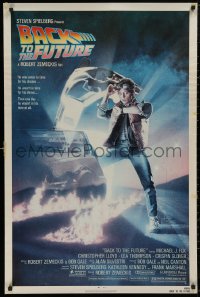 5h0804 BACK TO THE FUTURE NSS style 1sh 1985 art of Michael J. Fox & Delorean by Drew Struzan!