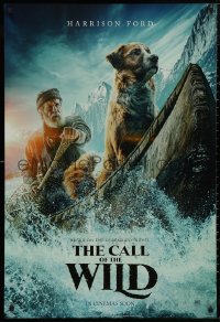 5h0845 CALL OF THE WILD int'l teaser DS 1sh 2020 Jack London, image of Harrison Ford & dog on canoe!