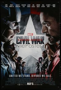 5h0846 CAPTAIN AMERICA: CIVIL WAR advance DS 1sh 2016 Marvel Comics, Evans, Downey Jr., May 6!