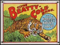 5h0313 CLYDE BEATTY-COLE BROS CIRCUS 21x28 circus poster 1960s great big top art of leaping Tiger!