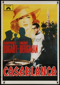 5h0572 CASABLANCA 28x39 Italian commercial poster 1990s art of Humphrey Bogart & Ingrid Bergman!