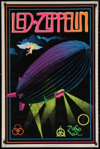 5h0592 LED ZEPPELIN 23x35 commercial poster 1981 groovy art and classic symbols, felt, blacklight!