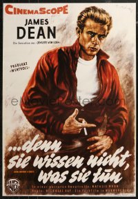 5h0601 REBEL WITHOUT A CAUSE 26x38 German commercial poster 1990s Ray, James Dean by Wendt!