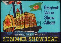 5h0626 DEL MONTE 21x29 advertising poster 1958 cool art of showboat traveling down the river!