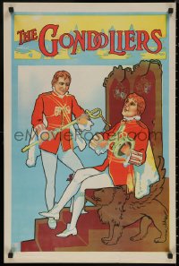 5h0356 GONDOLIERS stage play English double crown 1910s Marco & Giuseppe clean King's sword & crown!