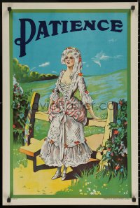 5h0361 PATIENCE stage play English double crown 1930s wonderful art of pretty woman by fence!