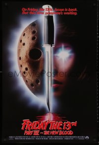 5h0908 FRIDAY THE 13th PART VII int'l 1sh 1988 slasher horror sequel, Jason's back, red taglines!