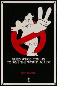 5h0911 GHOSTBUSTERS 2 teaser 1sh 1989 logo, guess who is coming to save the world again next summer?