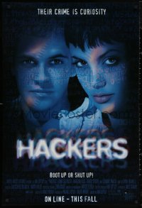 5h0922 HACKERS advance DS 1sh 1995 Jonny Lee Miller, young sexy Angelina Jolie, sci-fi!