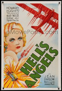 5h0292 HELL'S ANGELS S2 poster 2000 Howard Hughes WWI classic, art of sexy Jean Harlow!