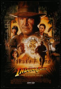 5h0943 INDIANA JONES & THE KINGDOM OF THE CRYSTAL SKULL advance DS 1sh 2008 Drew art of Ford & cast!