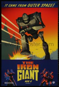 5h0952 IRON GIANT advance DS 1sh 1999 animated modern classic, cool cartoon robot artwork!
