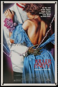 5h0969 KILLER PARTY 1sh 1986 great Joann horror art of sexy girl dancing w/guy w/skeleton hand!