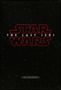 5h0977 LAST JEDI teaser DS 1sh 2017 black style, Star Wars, Hamill, classic title treatment in space!