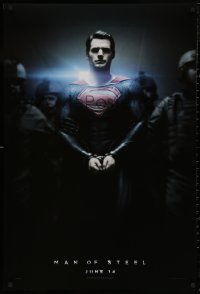 5h1000 MAN OF STEEL teaser DS 1sh 2013 Henry Cavill in the title role as Superman handcuffed!