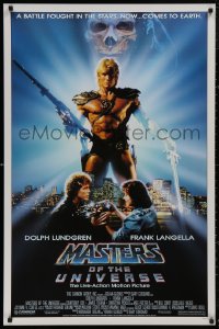 5h1006 MASTERS OF THE UNIVERSE 1sh 1987 image of Dolph Lundgren as He-Man & Langella as Skeletor!