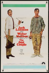 5h1028 ODD COUPLE 1sh 1968 art of best friends Walter Matthau & Jack Lemmon by Robert McGinnis!