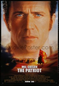 5h1038 PATRIOT advance DS 1sh 2000 huge close up portrait image of Mel Gibson over American flag!