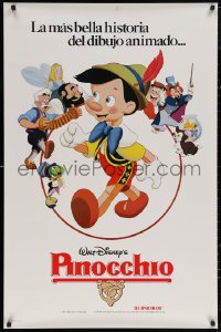 5h1046 PINOCCHIO Spanish/US 1sh R1984 Disney classic cartoon about wooden boy who wants to be real!