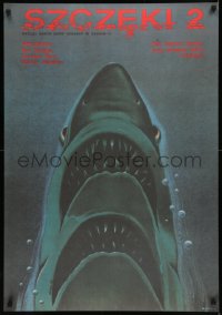 5h0301 JAWS 2 commercial Polish 27x38 2017 different artwork of shark with two mouths by Lutczyn!