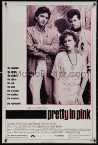 5h1054 PRETTY IN PINK 1sh 1986 great portrait of Molly Ringwald, Andrew McCarthy & Jon Cryer!