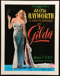 5h0529 GILDA 15x20 REPRO poster 1990s sexy smoking Rita Hayworth full-length in sheath dress
