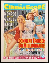 5h0530 HOW TO MARRY A MILLIONAIRE 15x20 REPRO poster 1990s Marilyn Monroe, Grable & Bacall!