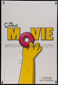 5h1104 SIMPSONS MOVIE advance DS 1sh 2007 classic Groening art of Homer Simpson w/donut!