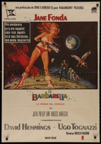 5h0121 BARBARELLA Spanish 1975 sexiest sci-fi art of Jane Fonda by Robert McGinnis, Vadim, rare!