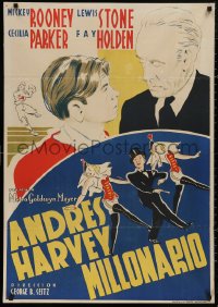 5h0133 HARDYS RIDE HIGH Spanish 1939 different Pinana art of Mickey Rooney and Lewis Stone!