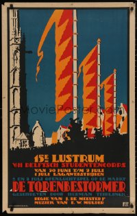 5h0654 15E LUSTRUM DELFTSCH STUDENTENCORPS 25x39 Dutch special poster 1923 flags by Louis C. Kalff!