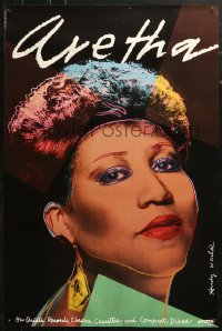 5h0329 ARETHA FRANKLIN 24x36 music poster 1986 great close-up art of the star by Andy Warhol!
