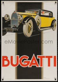 5h0395 BUGATTI 27x39 French art print 1980s cool art of really old car by Rene Vincent!