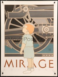 5h0402 DAVID LANCE GOINES 18x24 art print 1980 Mirage Editions, art of child & locomotive train!