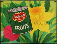 5h0627 DEL MONTE 25x32 advertising poster 1963 wonderful art of flowers & leaves, fruits label!