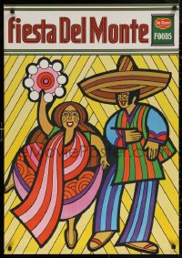 5h0631 DEL MONTE 25x35 advertising poster 1969 Fiesta, great art of women with tambourine and man!