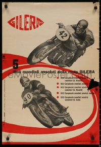 5h0637 GILERA 19x27 Italian advertising poster 1954 cool images of motorcycle racing, different!