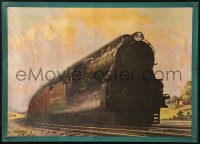 5h0407 GRIF TELLER 18x25 art print 1975 great train rushing on tracks, Pennsylvania Railroad!