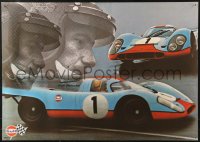 5h0640 GULF PORSCHE 917 2-sided 24x34 Swiss advertising poster 1970s Jo Siffert & schematic of racer!