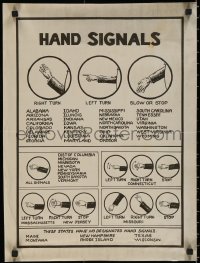 5h0698 HAND SIGNALS 17x23 special poster 1950s art of the gestures from different states!