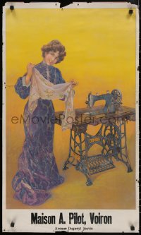 5h0638 GRITZNER 21x35 French advertising poster 1920s woman w/ Gritzner sewing machine!