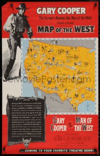 5h0729 MAN OF THE WEST 23x36 special poster 1958 Gary Cooper is the screen's #1 of the west!