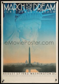5h0731 MARCH FOR THE DREAM 18x25 special poster 1983 Fred Marcellino art of the Washington Monument!