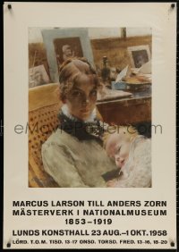 5h0515 MARCUS LARSON TILL ANDERS ZORN 28x39 Swedish museum/art exhibition 1958 art of woman & child!