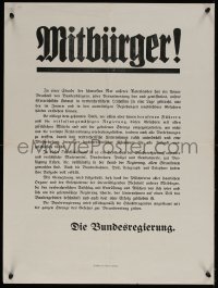 5h0735 MITBURGER 19x25 Austrian special poster 1937 declaration from the Austrian government!